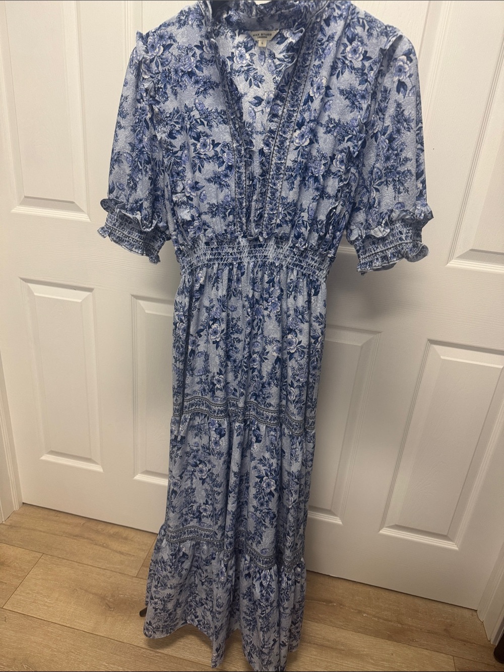 Max Studio Blue Floral Tiered Maxi Dress